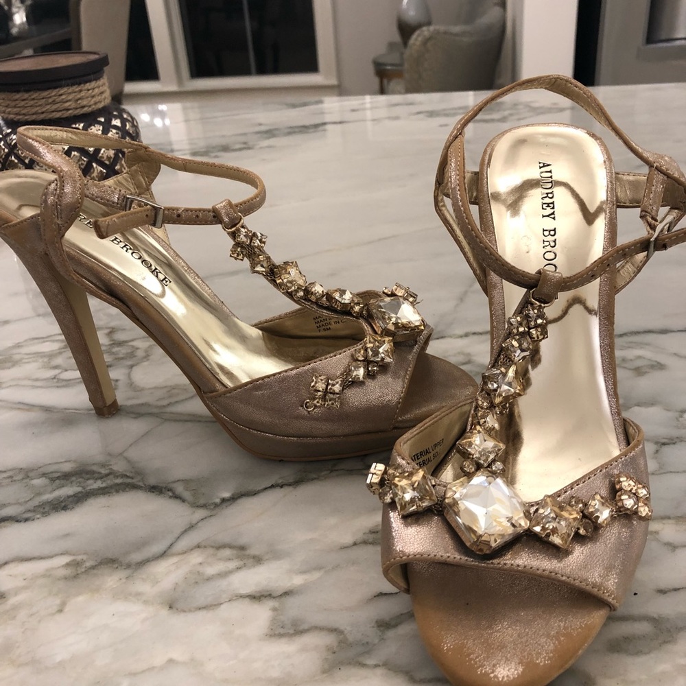 Gold high heeled sandals